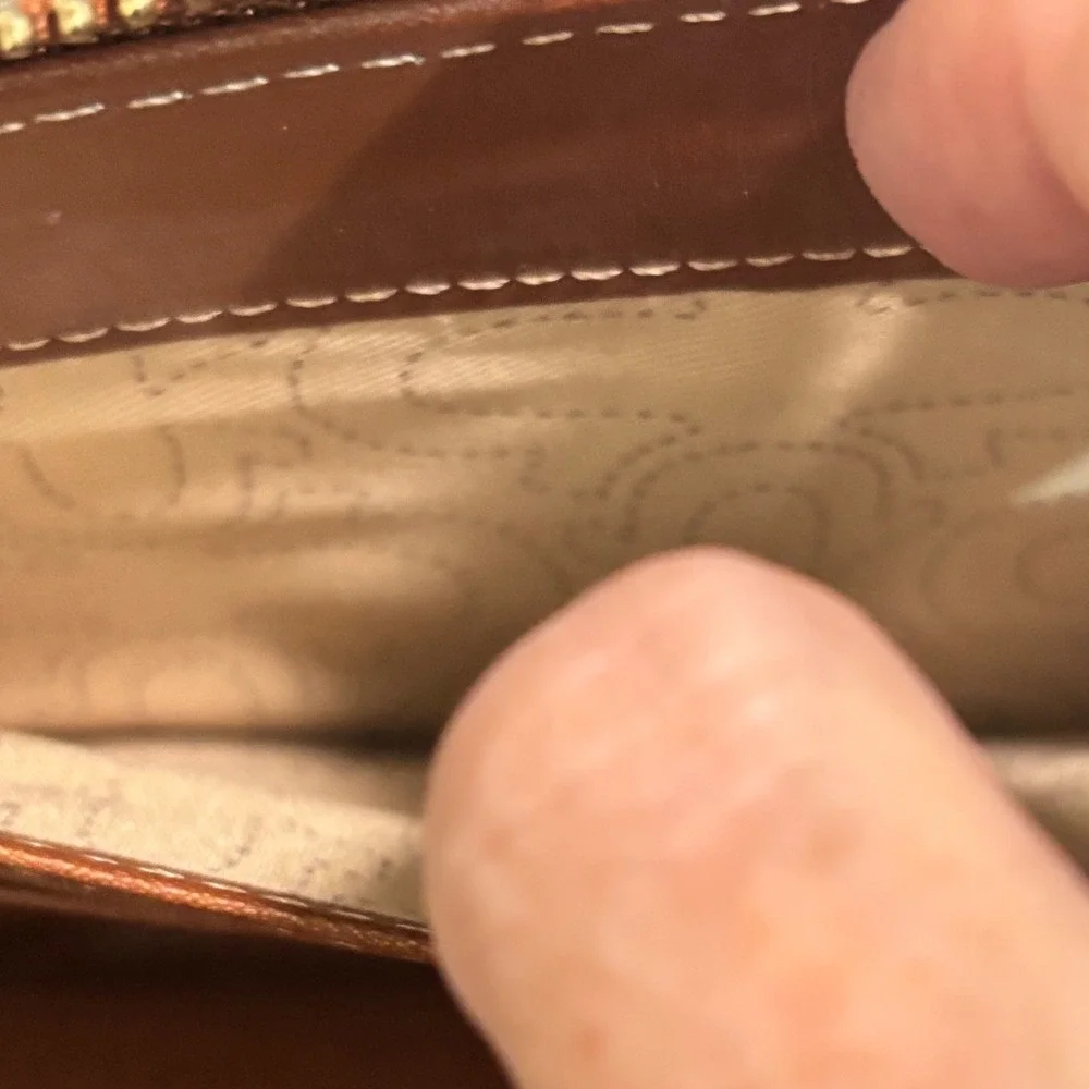 True Religion Denim Zip Around Wristlet Wallet Blue Brown Buddha Logo Patch